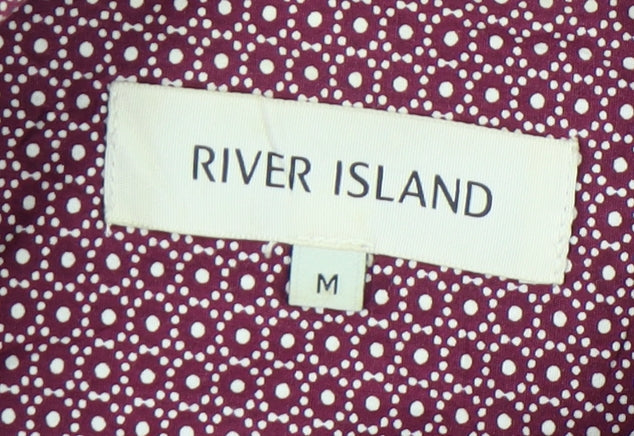 River Island Men's Geometric Red Button-Up Shirt M