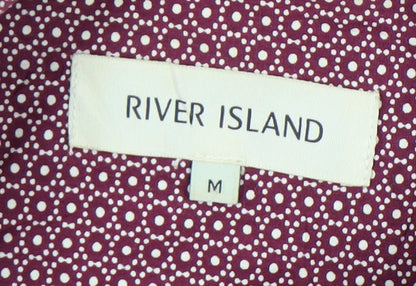 River Island Men's Geometric Red Button-Up Shirt M