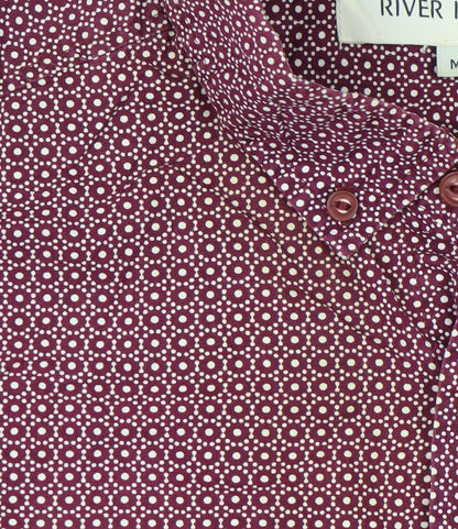 River Island Men's Geometric Red Button-Up Shirt M
