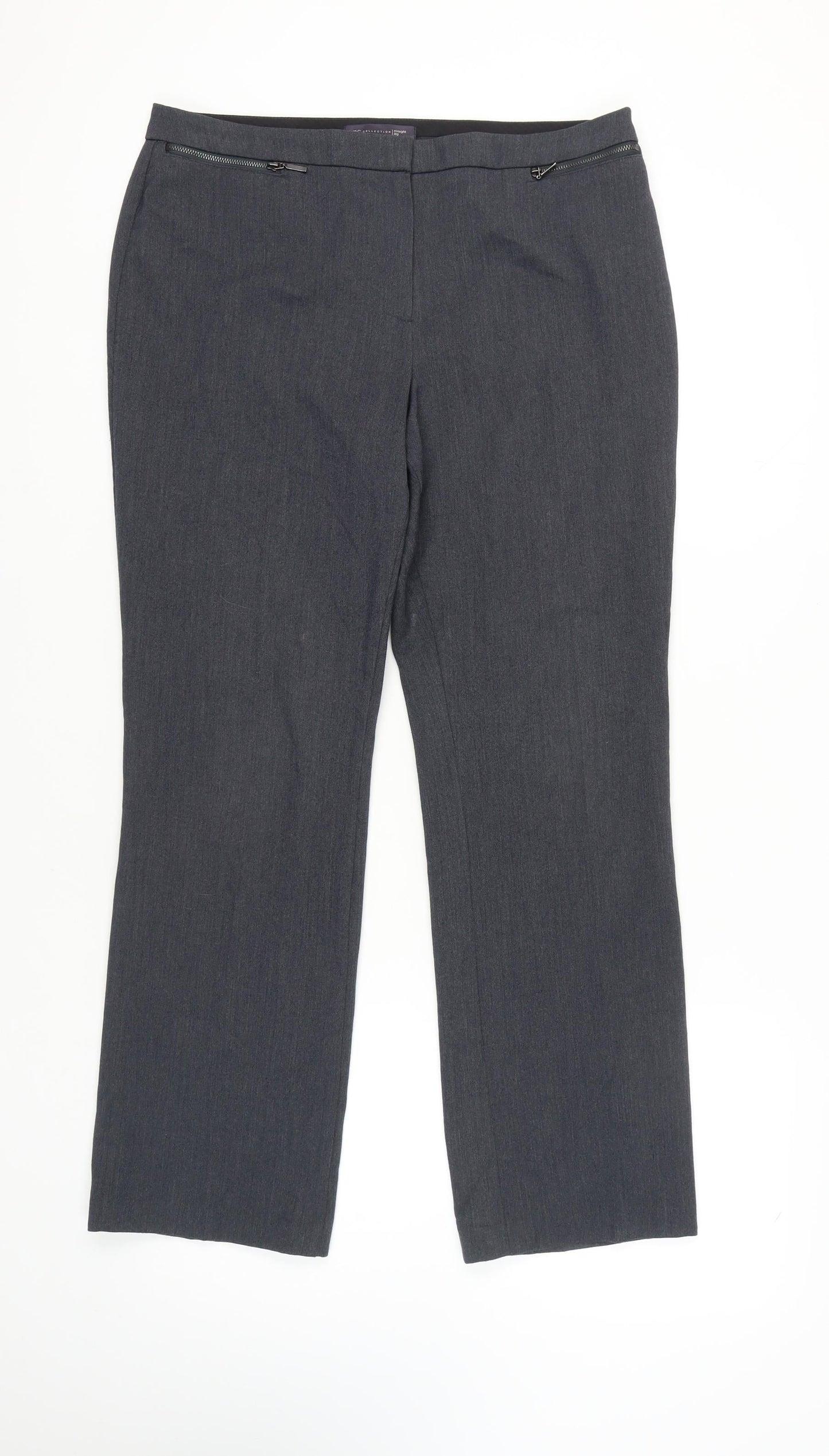 Womens UK Size 14 Marks and Spencer Regular Fit Dress Pants Blue Trousers