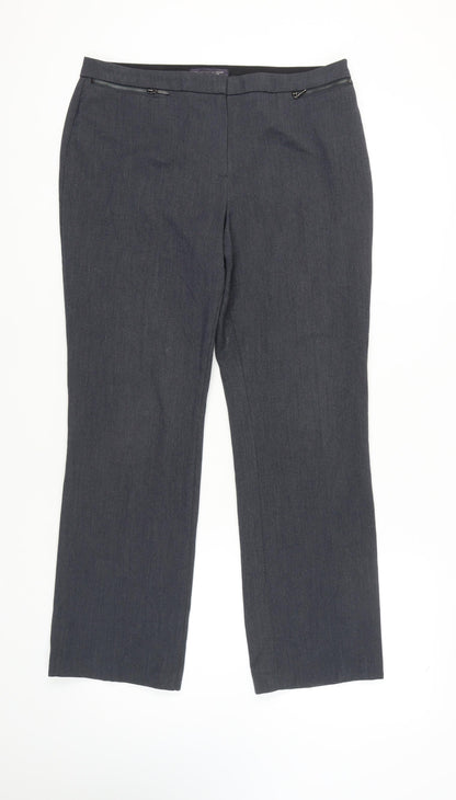 Womens UK Size 14 Marks and Spencer Regular Fit Dress Pants Blue Trousers