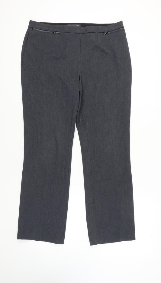 Womens UK Size 14 Marks and Spencer Regular Fit Dress Pants Blue Trousers