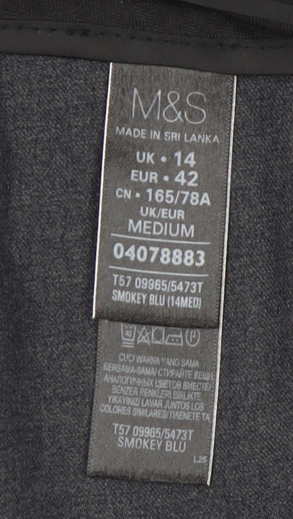 Womens UK Size 14 Marks and Spencer Regular Fit Dress Pants Blue Trousers