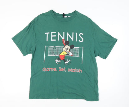 Unisex Adults UK Size S H&M Green Basic T-Shirt