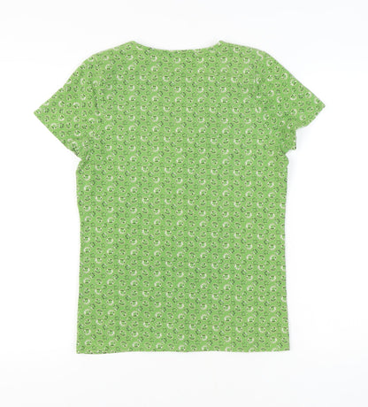 Liz Claiborne Women's Green Floral V-Neck Top Medium