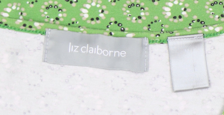 Liz Claiborne Women's Green Floral V-Neck Top Medium