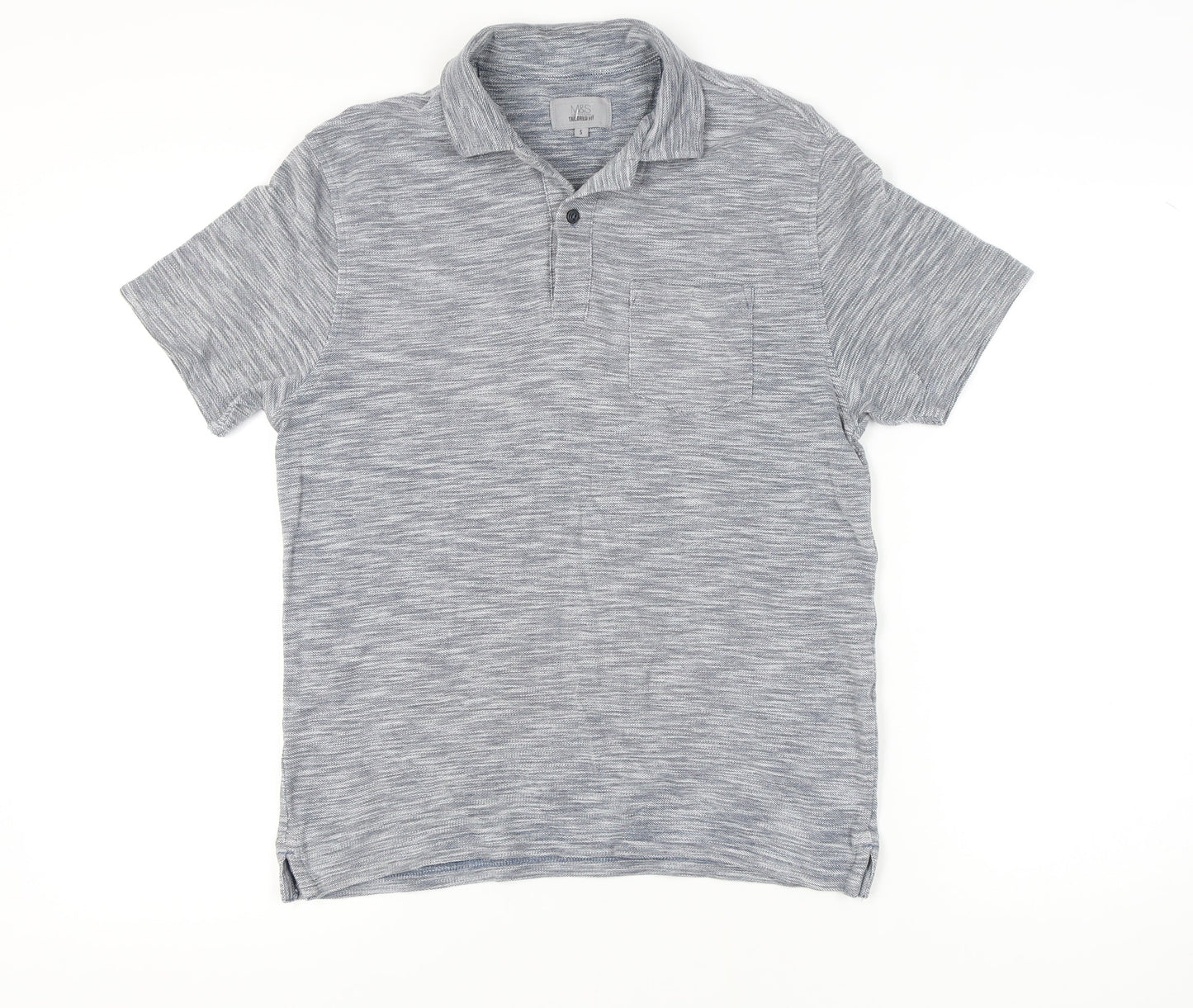 Marks and Spencer Men's Grey Polo Shirt S Tailored