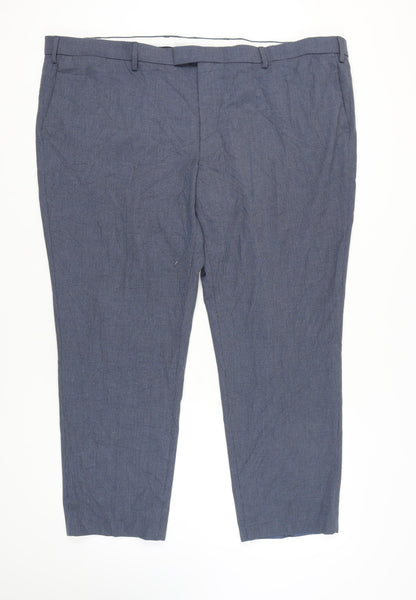 Marks and Spencer Men's Blue Regular Trousers 50