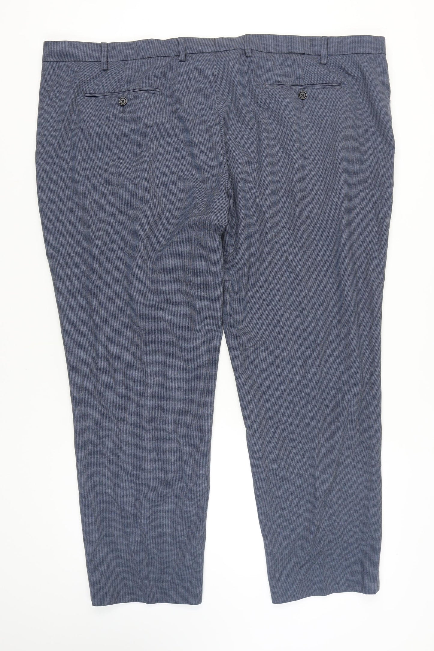 Marks and Spencer Men's Blue Regular Trousers 50