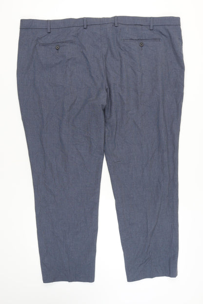 Marks and Spencer Men's Blue Regular Trousers 50