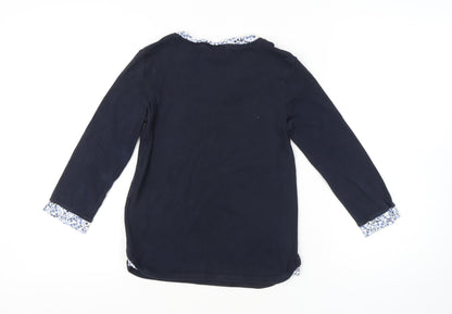 Maine Navy Blue Women's V-Neck T-Shirt, Size 10, Casual