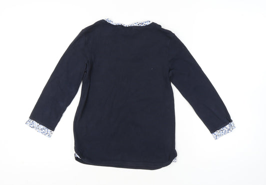 Maine Navy Blue Women's V-Neck T-Shirt, Size 10, Casual