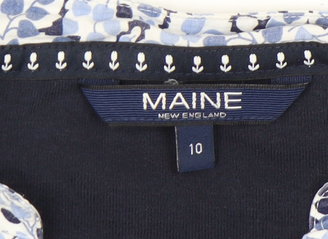 Maine Navy Blue Women's V-Neck T-Shirt, Size 10, Casual