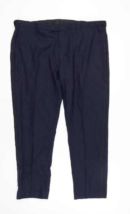 Marks and Spencer Men's Blue Wool Trousers Size 42