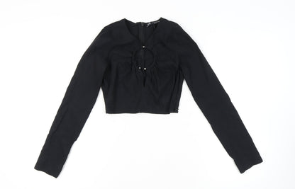 Womens UK Size S Zara Black Cropped Blouse