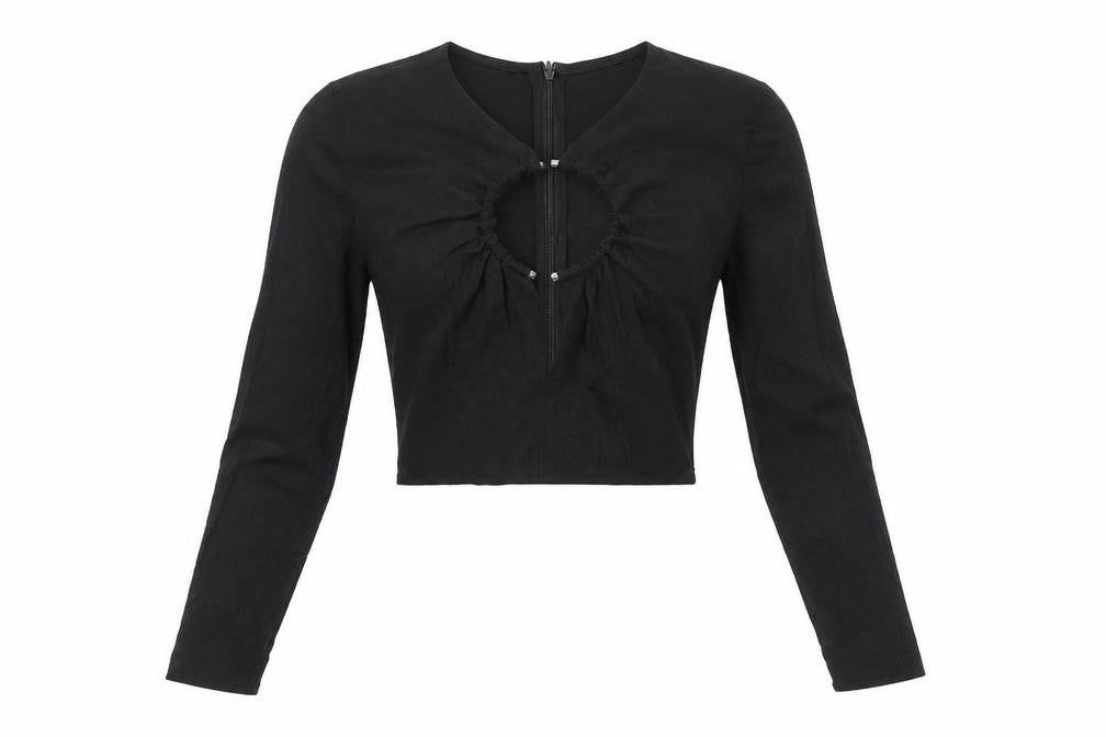 Womens UK Size S Zara Black Cropped Blouse
