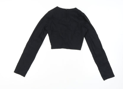 Womens UK Size S Zara Black Cropped Blouse