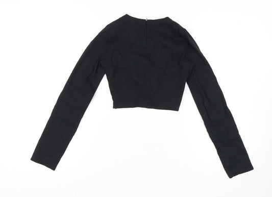Womens UK Size S Zara Black Cropped Blouse