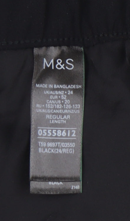 Marks and Spencer Women's Black Shorts, Size 24, Polyester
