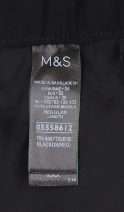 Marks and Spencer Women's Black Shorts, Size 24, Polyester