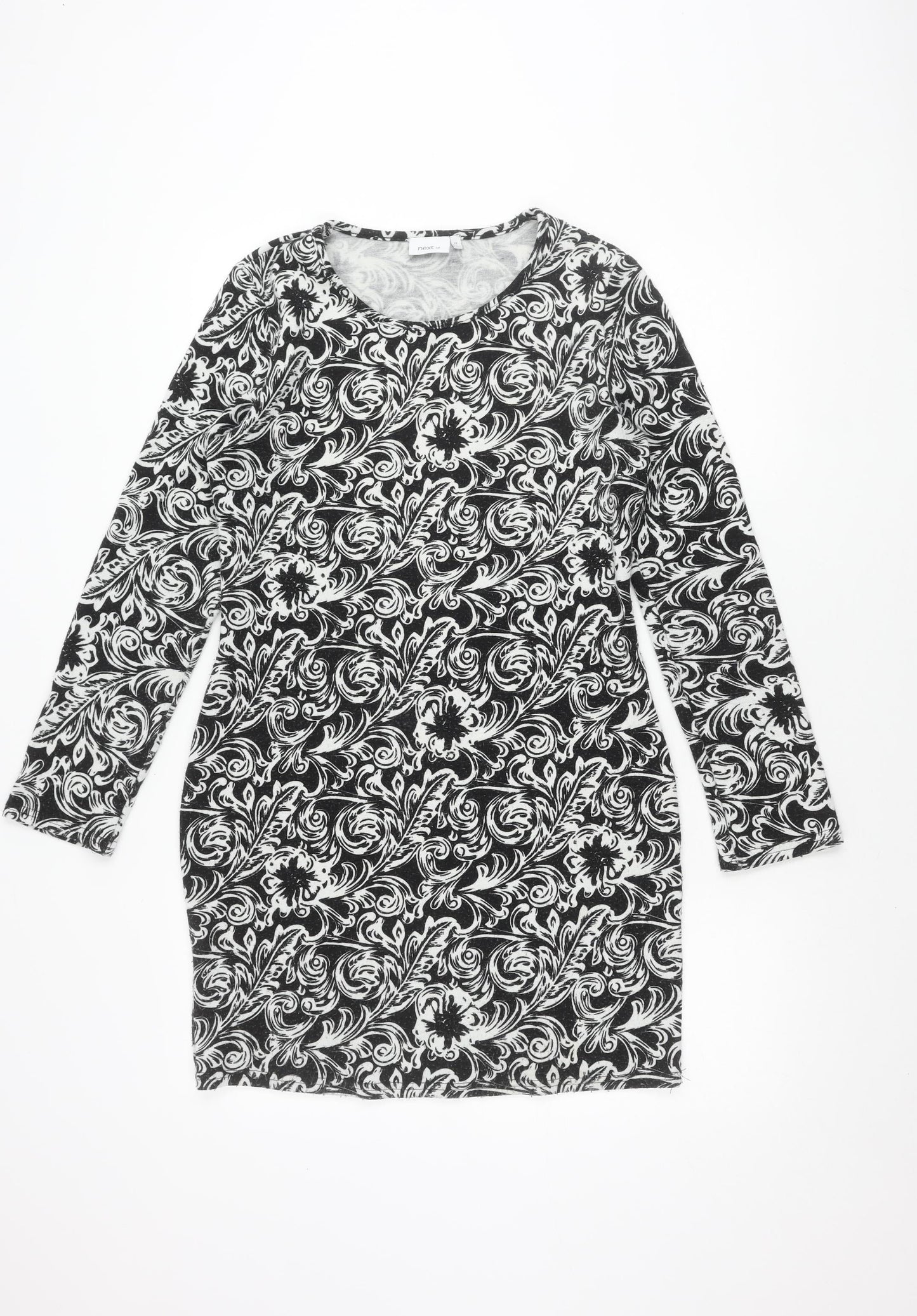 Next Women's Black and White Floral Shift Dress Size 12