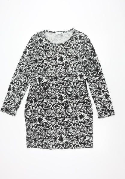 Next Women's Black and White Floral Shift Dress Size 12