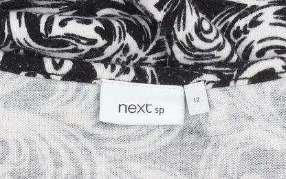 Next Women's Black and White Floral Shift Dress Size 12