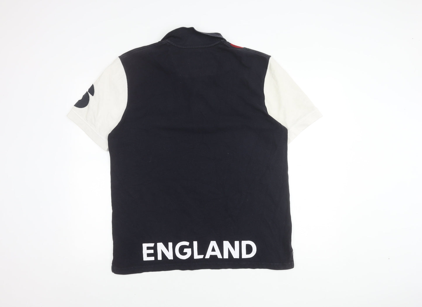 England Official Men's L Polo - Black/Red/White Sporty Design
