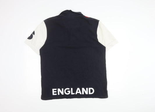 England Official Men's L Polo - Black/Red/White Sporty Design