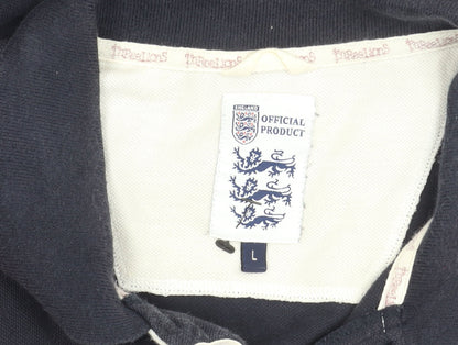 England Official Men's L Polo - Black/Red/White Sporty Design