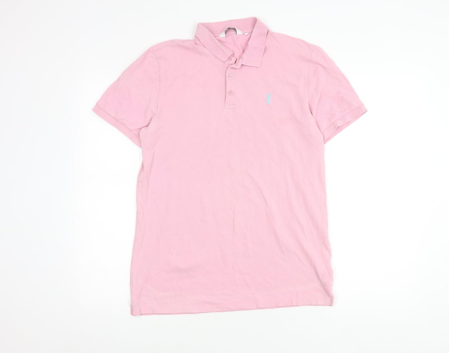 Next Men's Pink Polo Shirt M Short Sleeve Cotton
