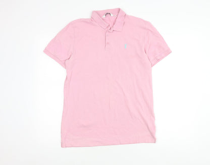 Next Men's Pink Polo Shirt M Short Sleeve Cotton