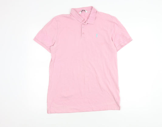 Next Men's Pink Polo Shirt M Short Sleeve Cotton