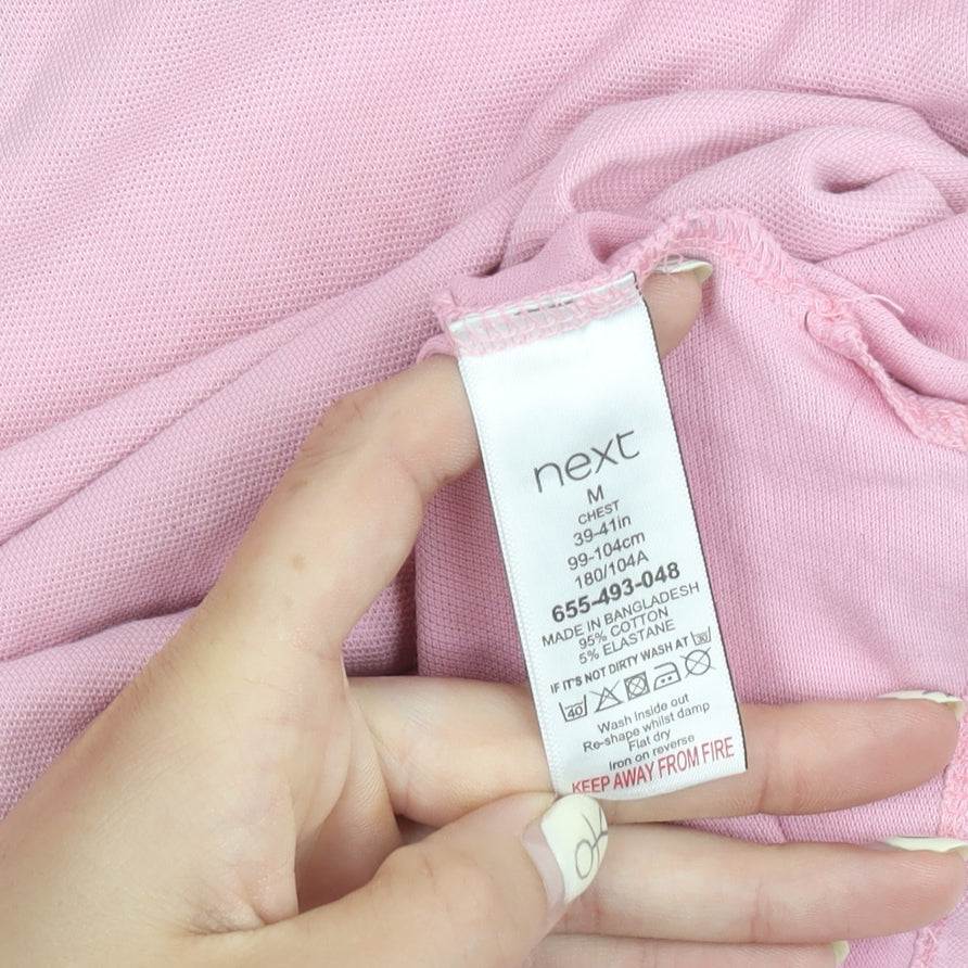 Next Men's Pink Polo Shirt M Short Sleeve Cotton