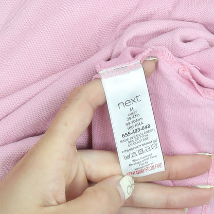 Next Men's Pink Polo Shirt M Short Sleeve Cotton