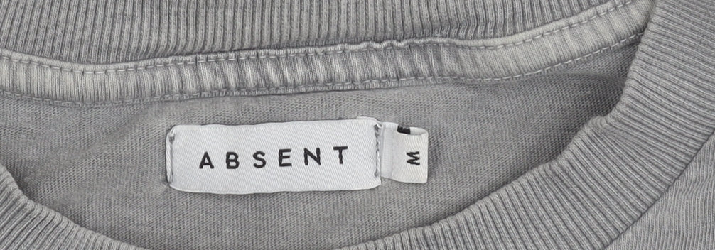 ABSENT Grey Cotton Tiger Graphic T-Shirt M Men's
