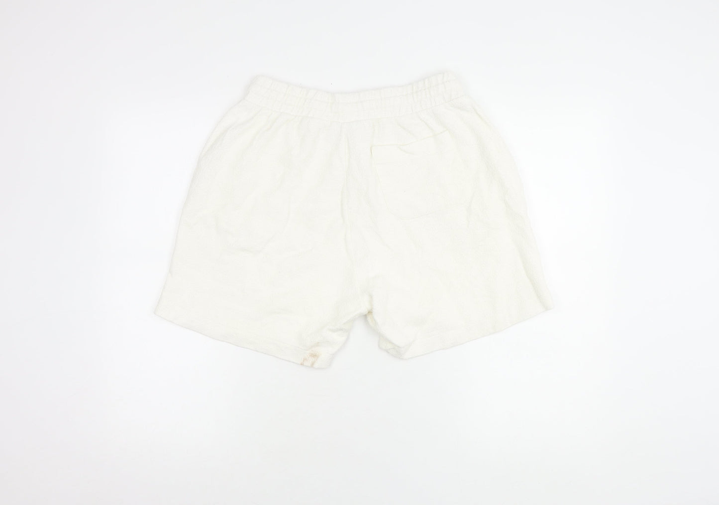 Zara Women's White Cotton Blend Shorts, Size M