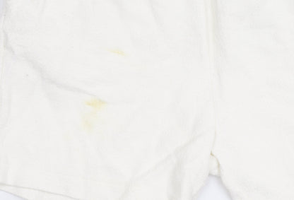 Zara Women's White Cotton Blend Shorts, Size M