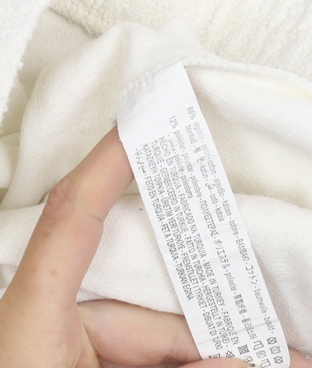 Zara Women's White Cotton Blend Shorts, Size M