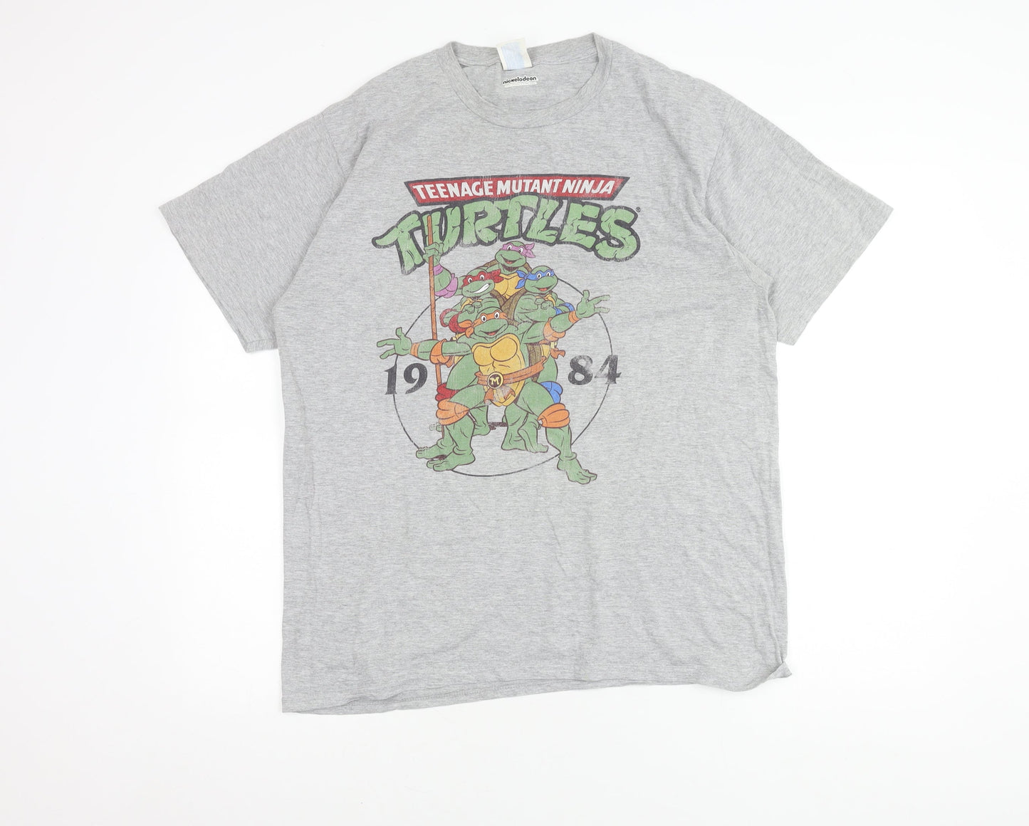 Port & Company Men's Grey TMNT Graphic T-Shirt L