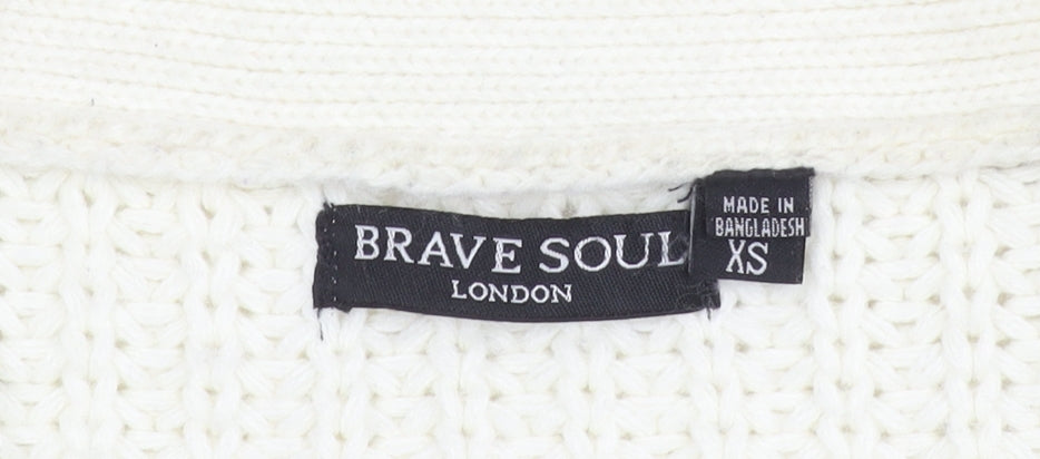 Womens UK Size XS Brave Soul Ivory Cardigan Jumper