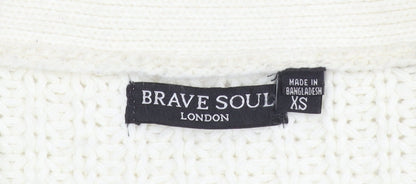 Womens UK Size XS Brave Soul Ivory Cardigan Jumper