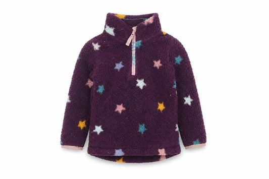 FatFace Girls Purple Star Bouclé Pullover Hoodie, 4-5 Years
