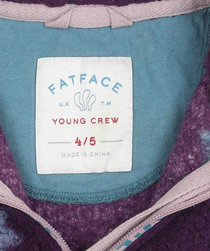 FatFace Girls Purple Star Bouclé Pullover Hoodie, 4-5 Years