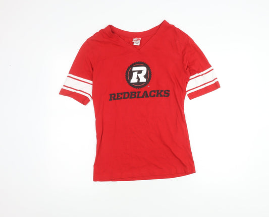 Additional front view of SOGO Red Men's V-Neck Ringer T-Shirt M, Sports Style