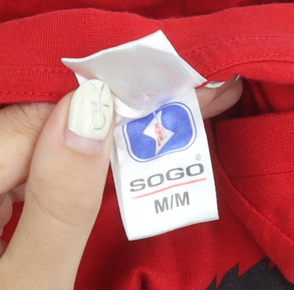 SOGO Red Men's V-Neck Ringer T-Shirt M, Sports Style