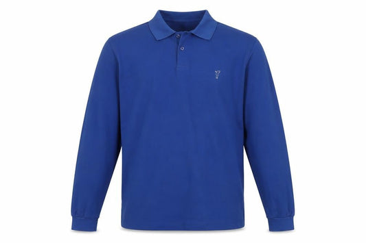 Front view of GOLFINO unisex blue polo shirt s long sleeve