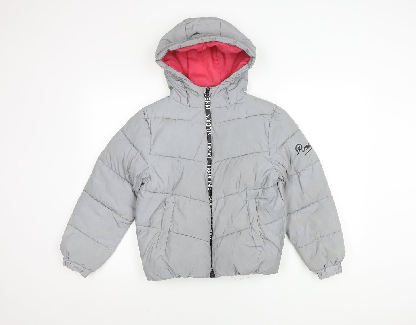 Primark Girls Grey Hooded Puffer Jacket 10-11Y Winter Coat