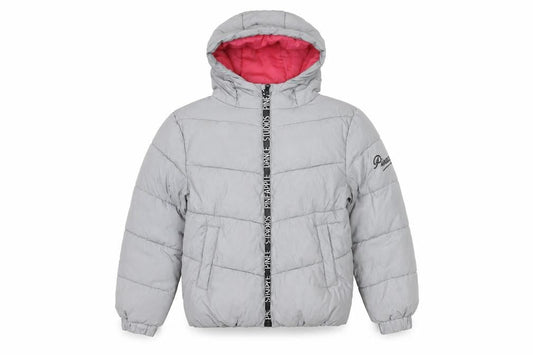 Primark Girls Grey Hooded Puffer Jacket 10-11Y Winter Coat