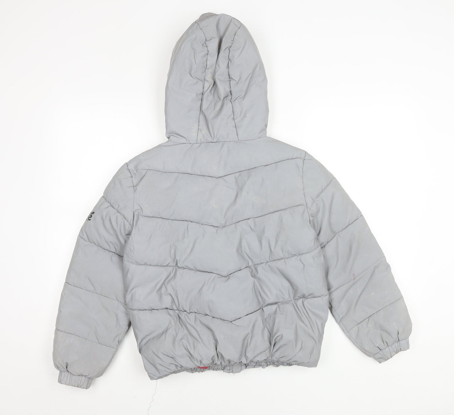 Primark Girls Grey Hooded Puffer Jacket 10-11Y Winter Coat